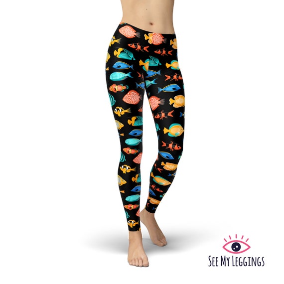 Fish Leggings, Marine Leggings, Sea Life Leggings, Printed Leggings, Workout  Leggings, Yoga Pants, Women Leggings, Capri, Plus Size Leggings 