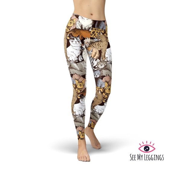 Cat Leggings, Cat Lover Gift, Leggings for Women, Cat Mom Leggings, Plus Size Leggings, Yoga Pants, Capri, High Waist leggings, Gym Leggings