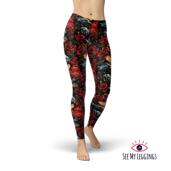 Tattoo Leggings, Printed Leggings, Workout Leggings, Leggings for