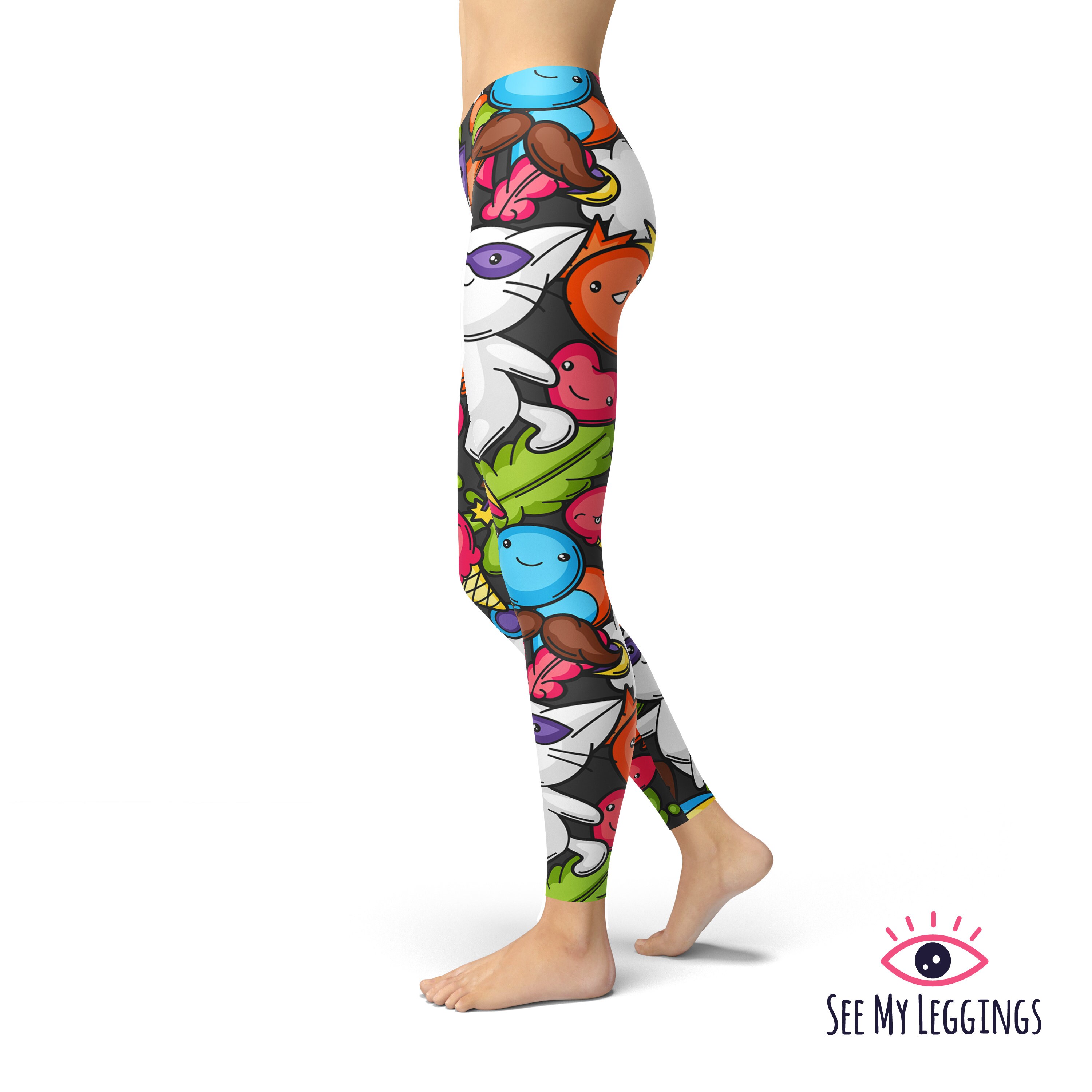 Kawaii Leggings Comic Leggings Printed Leggings Leggings Etsy