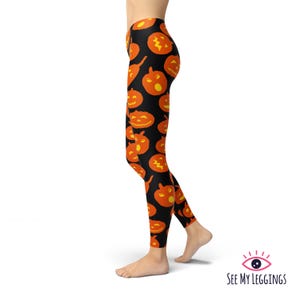 Leggings citrouille d'Halloween pour femmes, leggings de sport taille haute, pantalons de yoga imprimés grandes tailles, collants de gym ultra-doux image 3