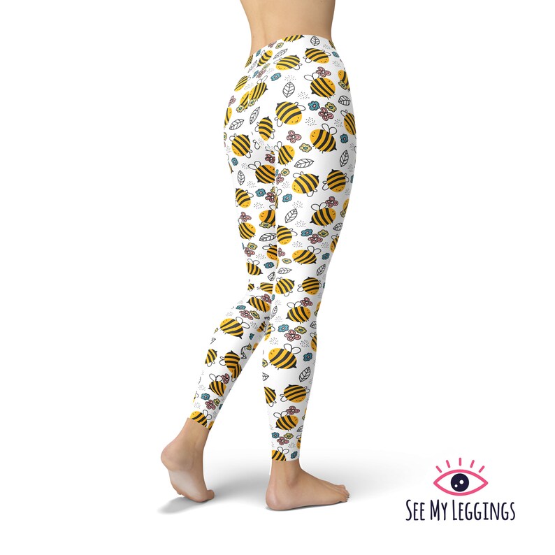 Plus Size Leggings Capris Crazy Unique Gym Workout Leggings For Women Printed Leggings Fitness Leggings Honey Bees Leggings Yoga Pants