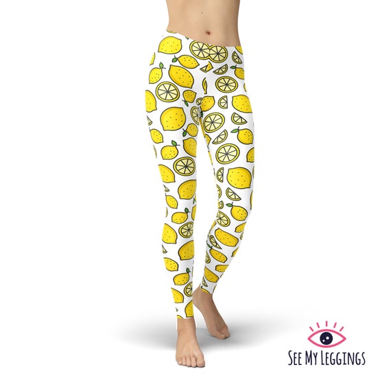 Lemon Leggings, Summer Leggings, Printed Leggings, Leggings for Women,  Workout Leggings, Plus Size Leggings, Yoga Pants, Capri, Yoga Tights -   Canada