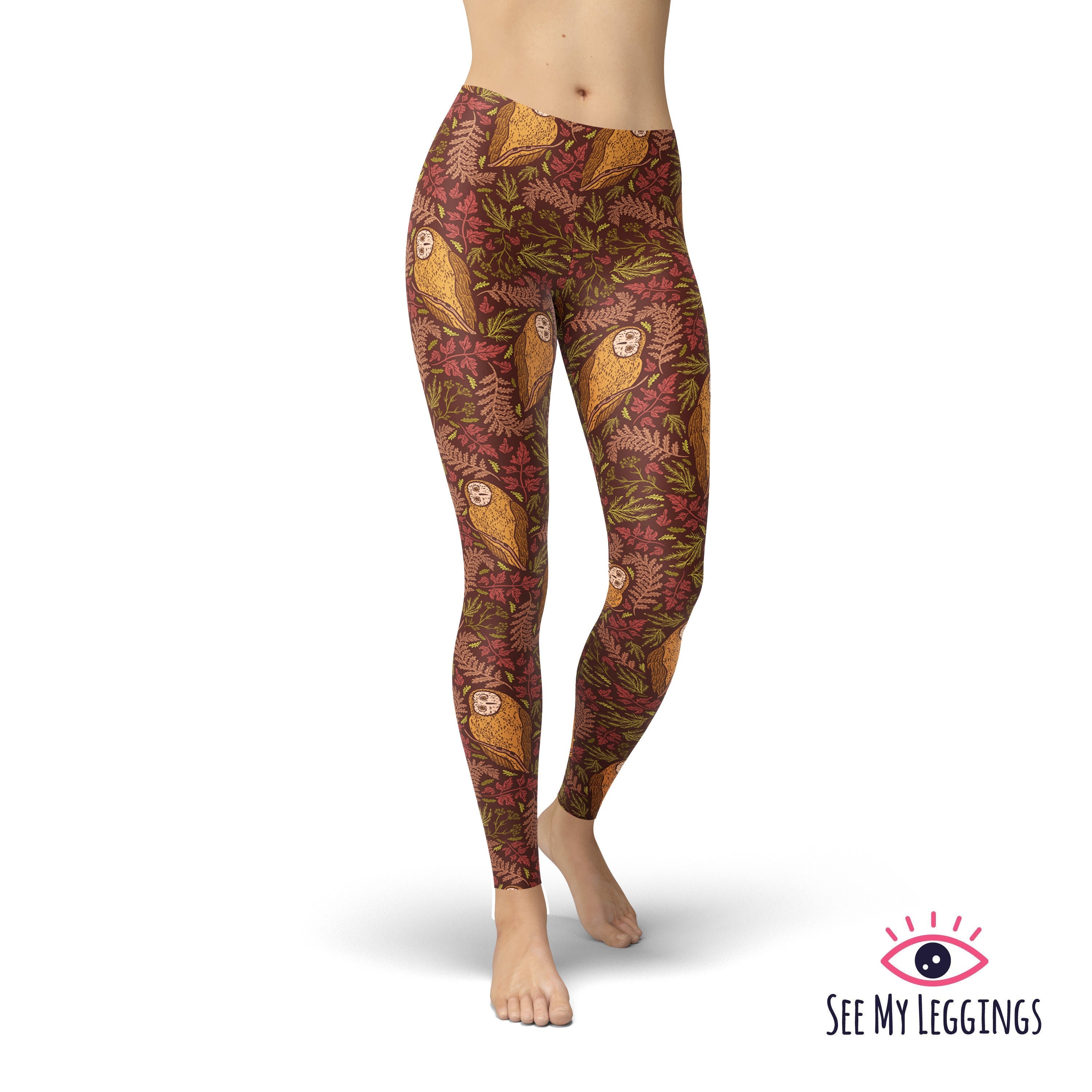 Mystic Owl Leggings, Printed Leggings, Leggings For Women, Workout Leggings, Yoga Pants, Running Tig