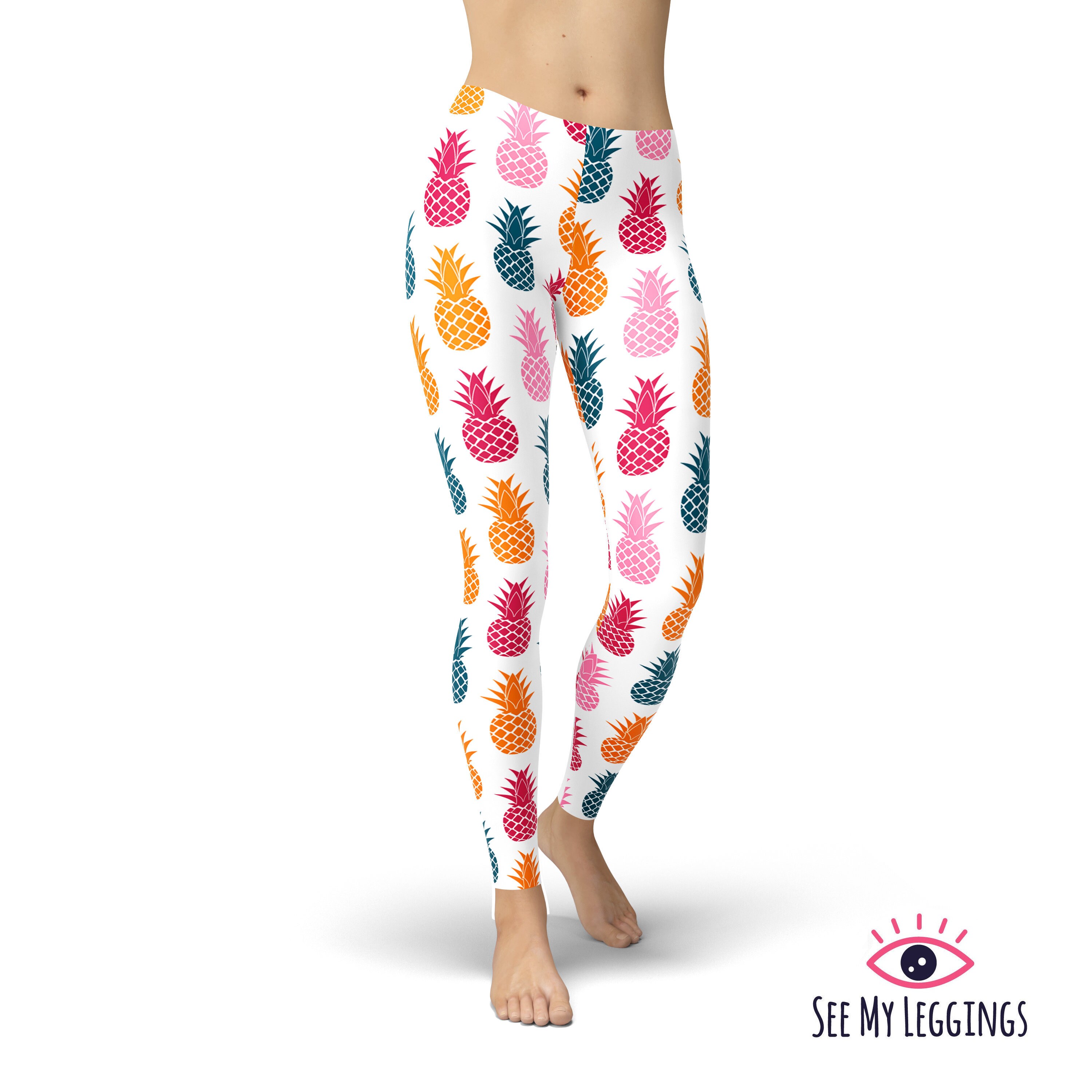 Colorful Pineapple Leggings, Printed Leggings, Summer Fruit Legging,  Leggings for Women, High Waist Leggings, Plus Size Leggings, Yoga Pants -   Canada