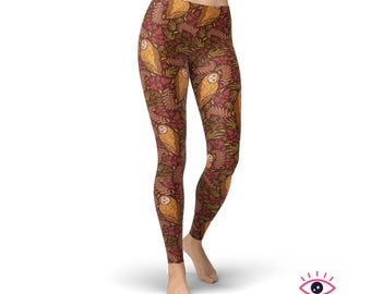 Mystic Owl Leggings for Women, High Waisted Workout Leggings, Printed Plus Size Yoga Pants, Buttery Soft Gym Tights