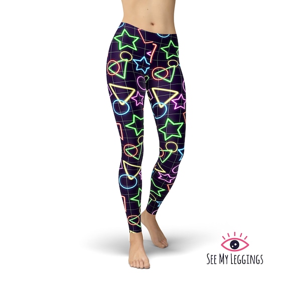 Neon Geometric Leggings, Printed Leggings, Exercise Leggings, Workout  Leggings, Leggings for Women, Yoga Pants, Capris, Plus Size Leggings -   Canada