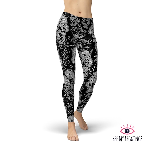 Buy Black Owl Leggings, Printed Leggings, Women Leggings, Yoga