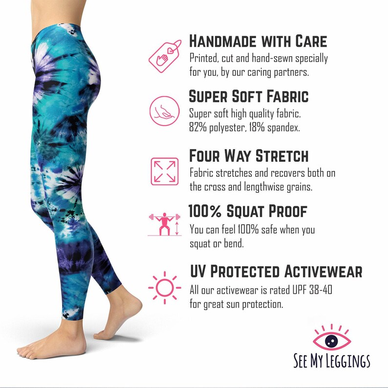 Tie Dye Leggings for Women, High Waisted Workout Leggings, Printed Plus Size Yoga Pants, Buttery Soft Gym Tights image 3