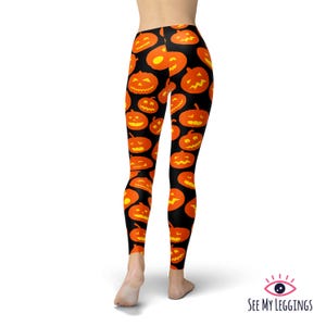 Leggings citrouille d'Halloween pour femmes, leggings de sport taille haute, pantalons de yoga imprimés grandes tailles, collants de gym ultra-doux image 2