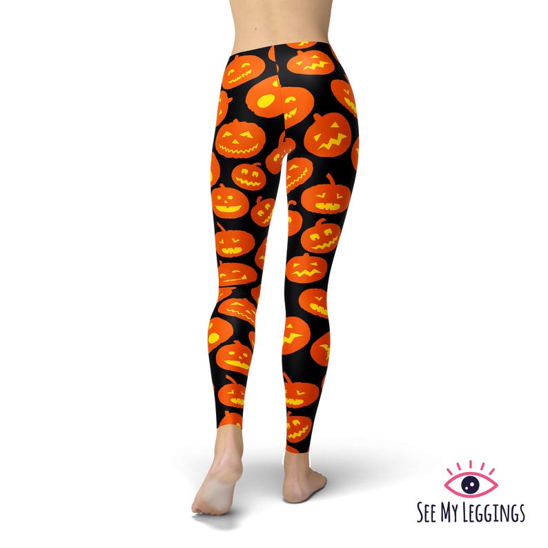 Leggings citrouille d'Halloween pour femmes, leggings de sport taille haute, pantalons de yoga imprimés grandes tailles, collants de gym ultra-doux image 2