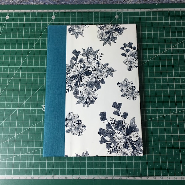 Handbound paperback blue floral notebook