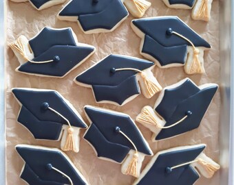 Graduation Cap Cookies - Custom Colors & Personalized Available - Grad Cap/Hat Cookies for Grads - Choose School Colors
