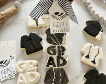 Graduation Mini Cookies - 2024 Grad Cookies  -  Party Box of 50 Individual Cookies in Your School Colors