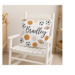 Personalized throw pillow-Pillow for kid toddler baby room-Custom name nursery & kids room decor-Sports theme baby kids room or baby gift