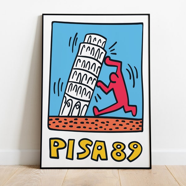 Affiche de la tour de Pise Keith Haring Pop art impression Graffiti art mural