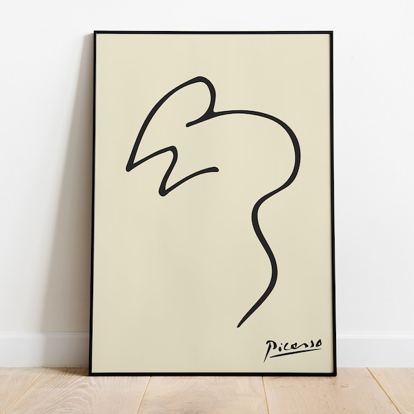 Impression Picasso, affiche Picasso, impression d'art au trait souris Pablo Picasso, impression souris, affiche d'exposition, affiche animalière vintage