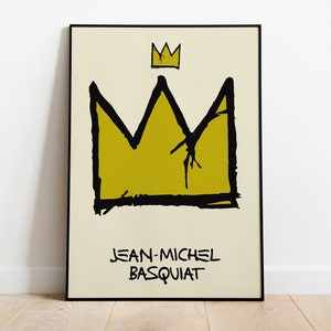 Jean Michel Basquiat Crown Exhibition poster print Contemporary art Basquiat wall art graffiti art print image 1