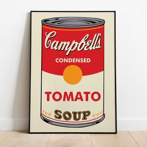 Andy Warhol wall art print Campbell Tomato Soup pop art poster, Kitchen wall decor, Warhol wall decor Modern Pop Art Museum Poster