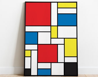 Piet Mondrian Bauhaus wall art print De Stijl Exhibition poster Eclectic Wall Art Minimalist Wall Art