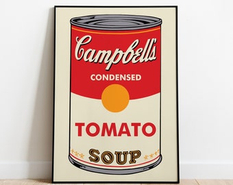 Andy Warhol wall art print Campbell Tomato Soup pop art poster, Kitchen wall decor, Warhol wall decor Modern Pop Art Museum Poster