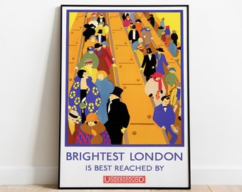 Vintage brightest London Tube poster travel by Underground wall art print multicolor wall art London Gifts Subway wall art