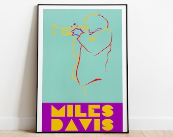 Affiche de musique jazz vintage Miles Davis impression d'art mural jazz