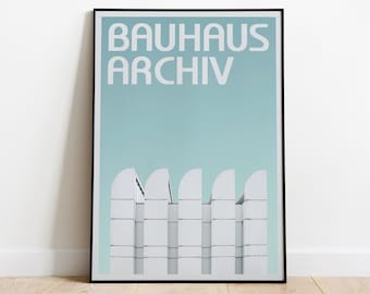 Bauhaus Archiv Poster Architecture print - Minimalist Design, Perfect Gift for Architects, Soft Sky Blue Wall Art