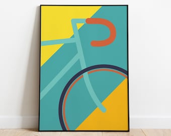 Fixie Bike Poster - Stylish Vinatge Bauhaus Bicycle Wall Art print, Cycling Decor, Gift for Cyclist, Tour de France Inspiration