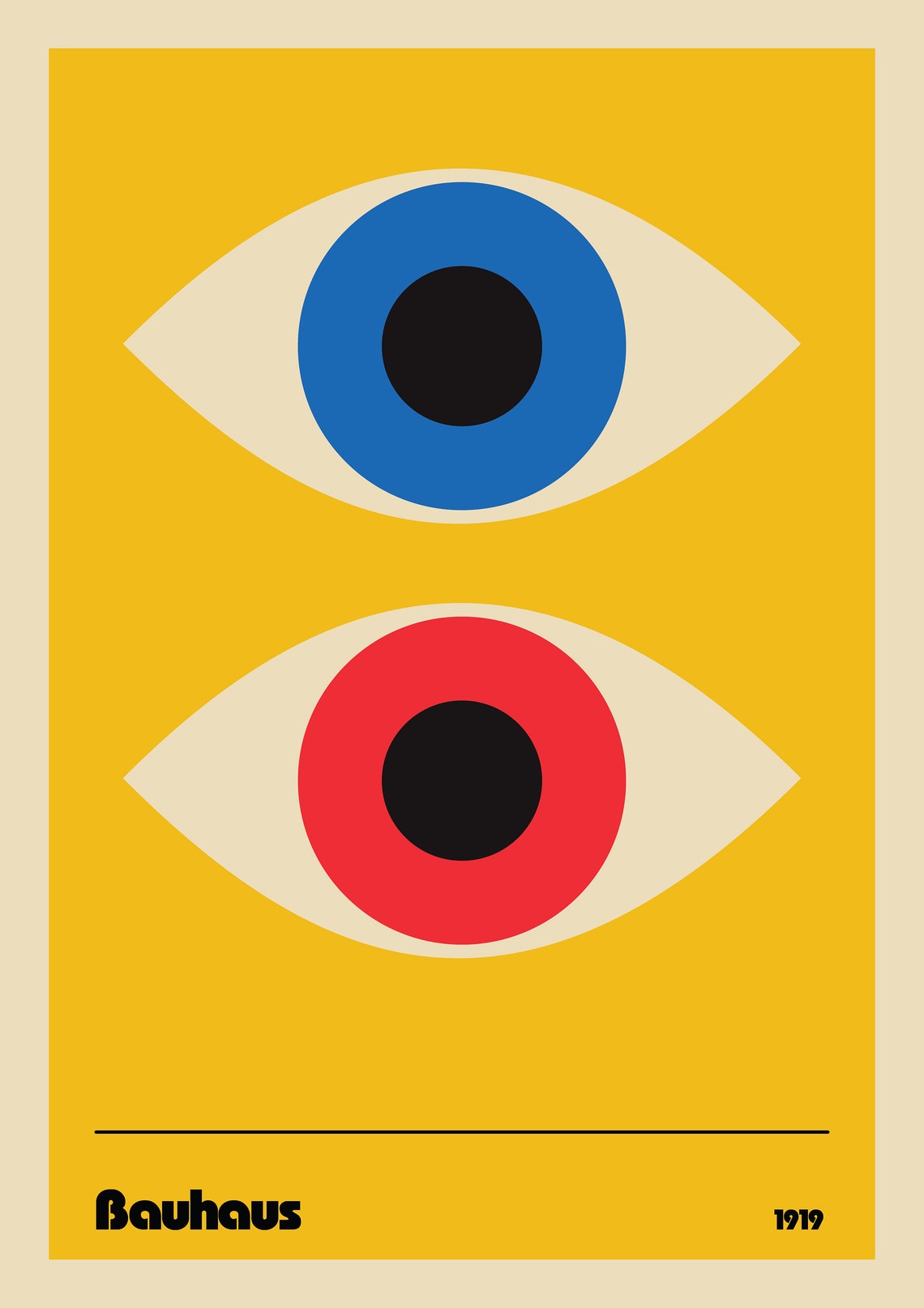 Bauhaus Style Minimalist Eyes Poster Print Wall Art | Etsy