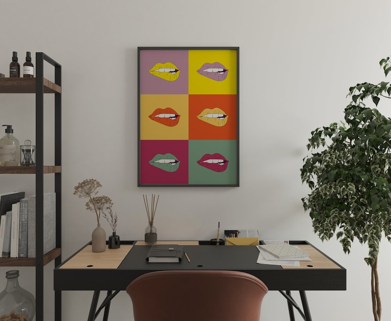 Andy Warhol Love Wall Art, Kiss Lips Poster, Fashion Art Prints Trendy Preppy Dorm Decor, Makeup Wall Art, Retro Pop Art Gift image 9
