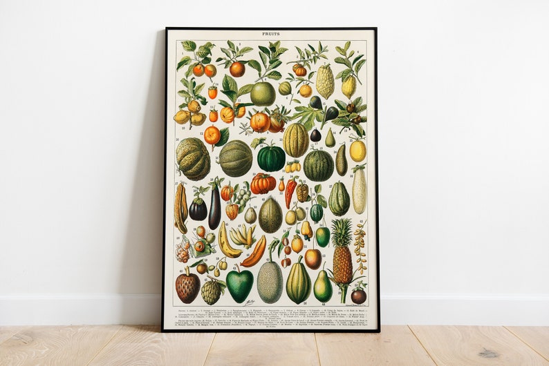 Adolphe Millot Fruit Market Poster - Vintage Kitchen Wall Art - Mother's Day Gift -  Fruit of the Spirit Print