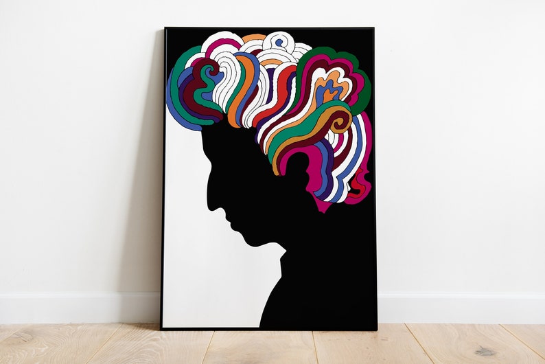 Vintage 1960s Milton Glaser Bob Dylan poster print gift for music lover image 1