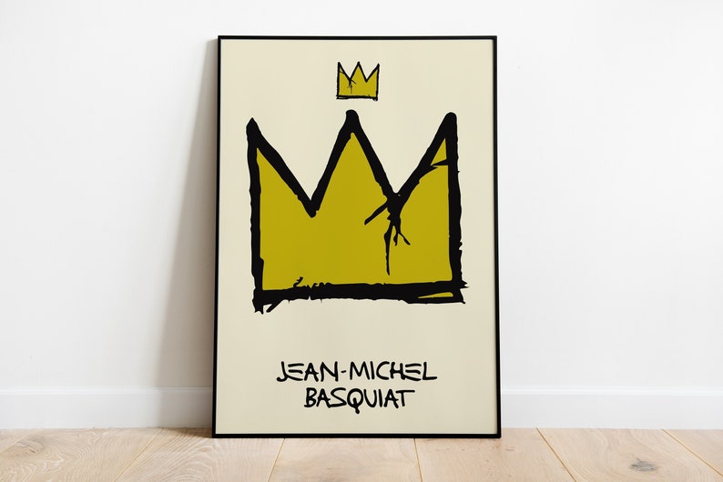 Jean Michel Basquiat Crown Exhibition poster print Contemporary art Basquiat wall art graffiti art print image 1