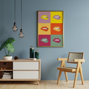 Andy Warhol Love Wall Art, Kiss Lips Poster, Fashion Art Prints Trendy Preppy Dorm Decor, Makeup Wall Art, Retro Pop Art Gift image 6