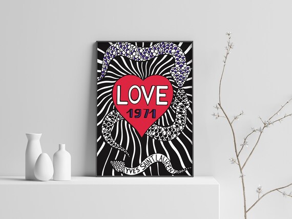 YSL 1970 LOVE Affiche Exposition imprimée | Art mural, Décoration