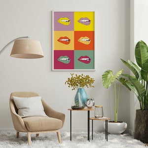 Andy Warhol Love Wall Art, Kiss Lips Poster, Fashion Art Prints Trendy Preppy Dorm Decor, Makeup Wall Art, Retro Pop Art Gift image 8