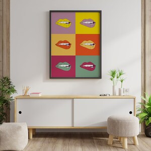 Andy Warhol Love Wall Art, Kiss Lips Poster, Fashion Art Prints Trendy Preppy Dorm Decor, Makeup Wall Art, Retro Pop Art Gift image 2