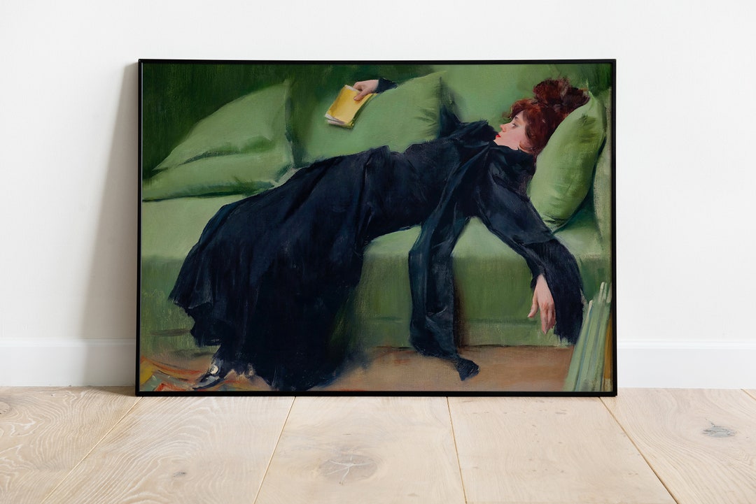 Decadent Young Woman Portrait Print Elegant Emerald Wall Art Moody ...