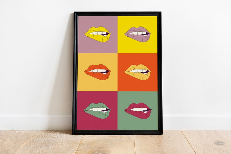 Andy Warhol Love Wall Art, Kiss Lips Poster, Fashion Art Prints Trendy Preppy Dorm Decor, Makeup Wall Art, Retro Pop Art Gift image 3