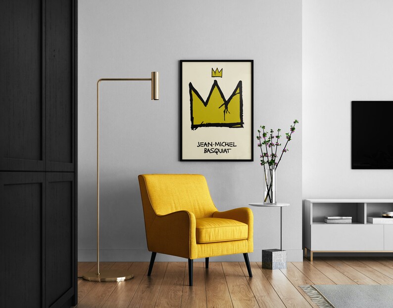 Jean Michel Basquiat Crown Exhibition poster print Contemporary art Basquiat wall art graffiti art print image 3