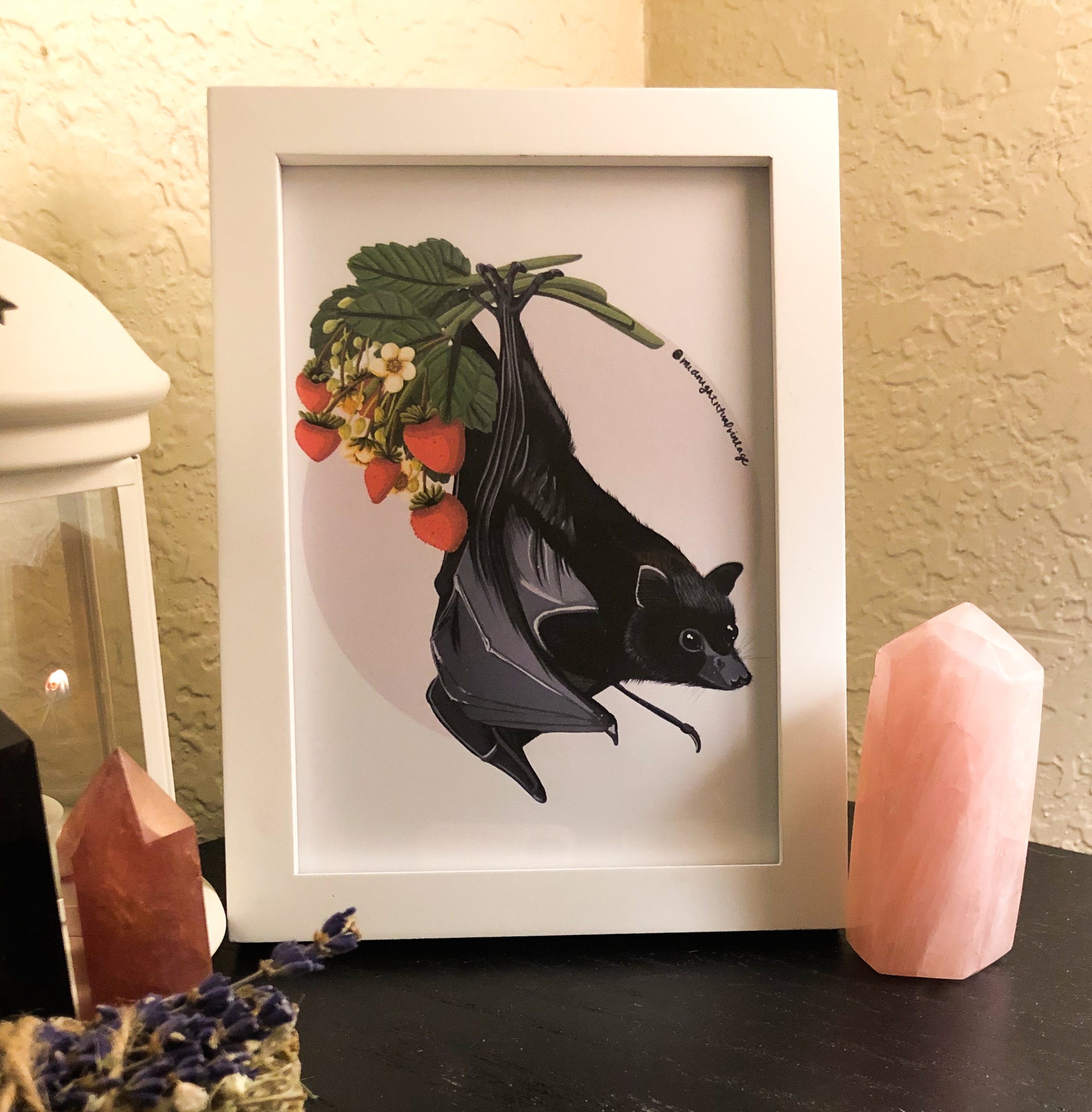 Strawberry Bat Art Print Etsy Canada