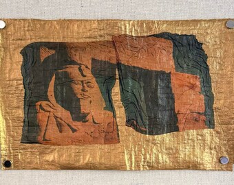 The Curtains of Ancient Nubia, diptych of Polaroid™ emulsion lifts on Egyptian papyrus