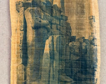 Osiris at Karnak, cyanotype on Egyptian papyrus