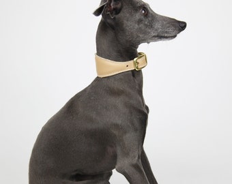 Leather Italian Greyhound Collar, CAMEL