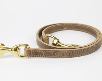Beautifully Crafted multifunctional leather dog lead extension, for second dog- Umber - Jute & Sable London