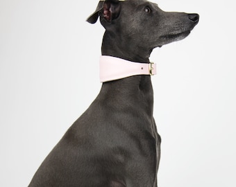 Leather Italian Greyhound Collar, PINK