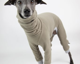 Italian Greyhound Clothing for Winter, Iggy Fleece Onesie, Dog Pyjamas, Essentials Neutral