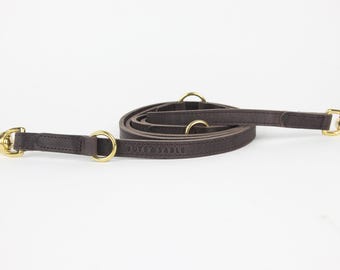 Beautifully Crafted Multifunctional Leather Dog Lead - Obsidian - Jute & Sable London