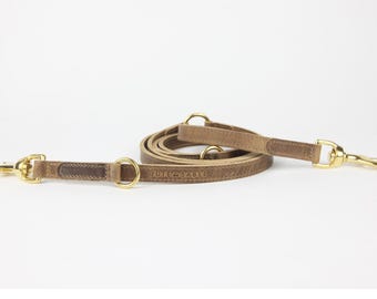 Beautifully Crafted multifunctional leather dog lead - Umber - Jute & Sable London